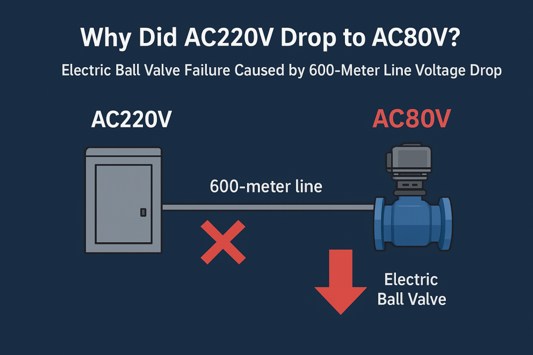 Latest company case about Why Did AC220V Drop to AC80V? Electric Ball Valve Failure Caused by 600-Meter Line Voltage Drop