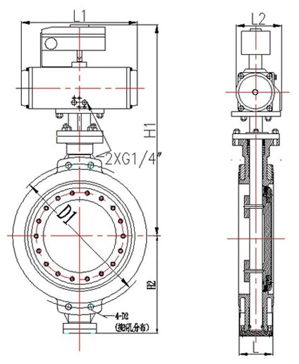 Stainless Steel Triple Eccentric Pneumatic Butterfly Valve High Performance 1