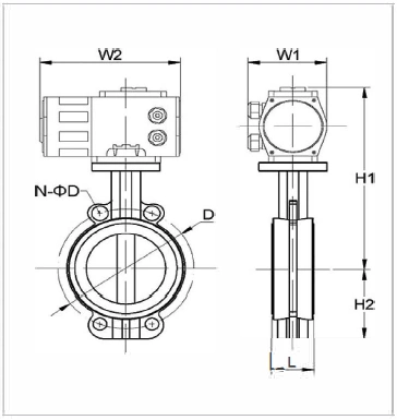Soft Sealed Explosion Proof Electric Actuator Wafer Connection Butterfly Valve 1