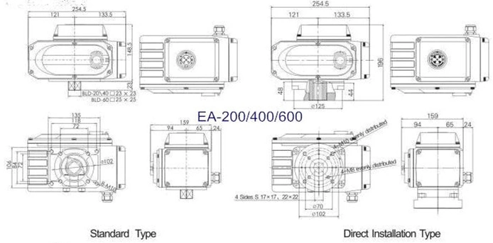 200Nm - 600Nm Intelligent Electric Actuator Thread Connection Ball Valve Electric Actuator 1