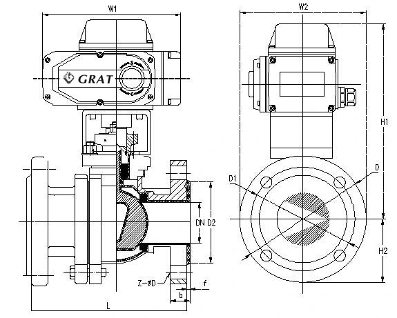 FEP Stainless Steel V Type Fluorine Electric Ball Valve With Flange Connection 1