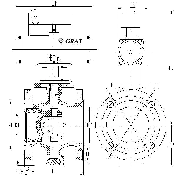 Stainless Steel Flange End Vacuum Ball Valve With Pneumatic Actuator DIN Standard 1