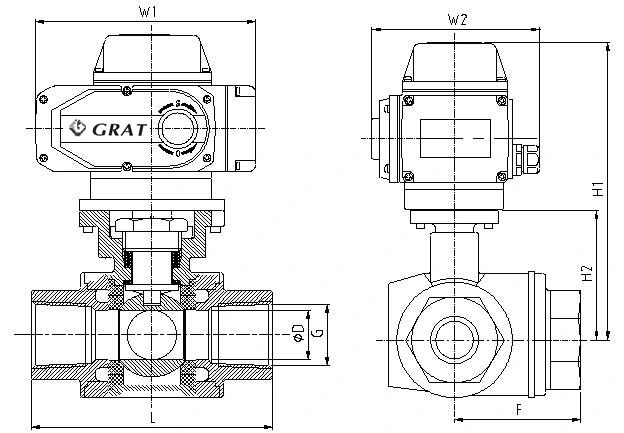 Stainless Steel Ce Certified Stainless Steel 3 Way Electric Actuated Ball Valve 1