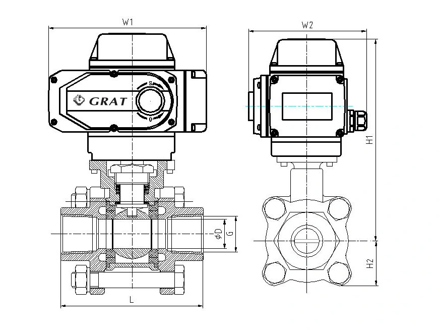 2 Way 3 PC Clamp Connection Stainless Steel Electric Ball Valve