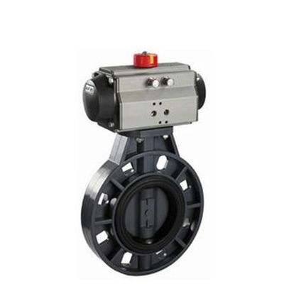 UPVC Water Flow Control Pneumatic Butterfly Valve DN100 4 Inch Wafer Butterfly Valve