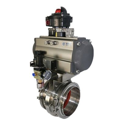Sanitary Stainless Steel Clamp Butterfly Valve DN50 - 1200 With Multi Position Actuator