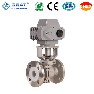 Fluorine Lined Electric Operated Ball Valve Flange Connection Corrosion-Resistant